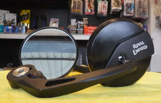 Bar End Mirrors for Bullet, Classic, Meteor, Hunter, Himalayan, Guerrilla, and Super Meteor